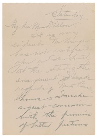 Lot #1087 Flo Ziegfeld Autograph Letter Signed - Image 1
