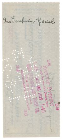 Lot #806 George and Ira Gershwin Signed Check - Image 2