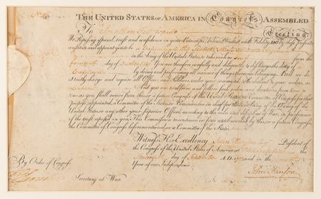 Lot #176 John Hanson Rare Continental Army Appointment for a Captain in the 7th Massachusetts Regiment, Signed as President of the Confederation Congress (1782) - Image 2