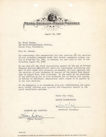 Lot #787 Big Band (9) Documents Signed with Basie, James, Goodman, and Dorsey - Image 5