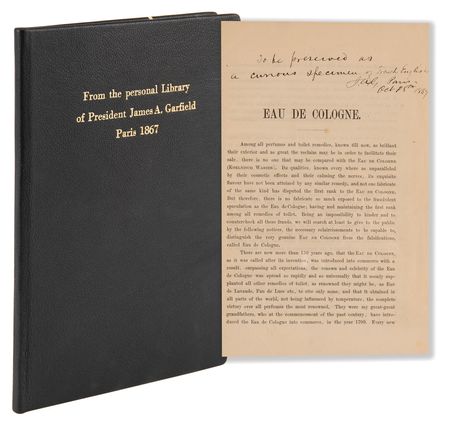 Lot #86 James A. Garfield Signed Booklet - Eau de Cologne - From His Personal Library - Image 1