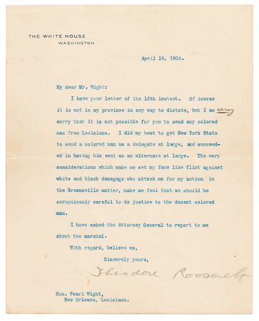 Lot #43 Theodore Roosevelt Typed Letter Signed as President on 