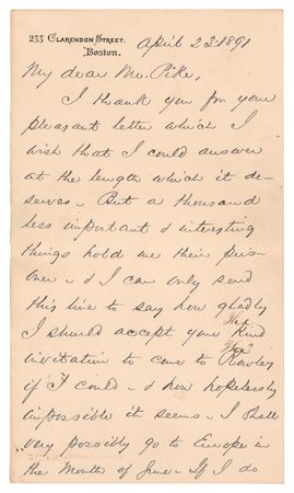 Lot #268 Phillips Brooks Autograph Letter Signed - Image 1