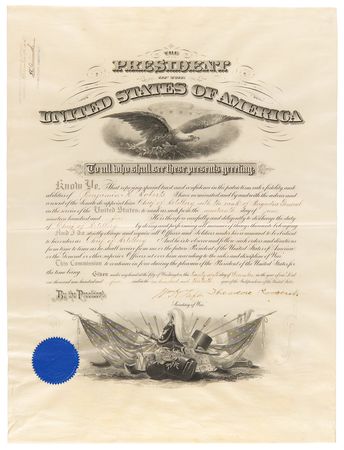 Lot #44 Theodore Roosevelt and William H. Taft Document Signed as President and Secretary of War - Image 1