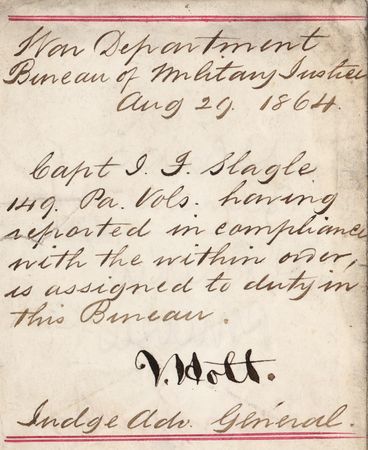 Lot #332 Lincoln Assassination: Joseph Holt Civil War-Dated Endorsement Signed - Image 1