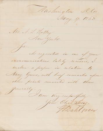 Lot #484 John A. Dahlgren Autograph Letter Signed (1863) - Sent to Mechanical Engineer Alexander Lyman Holley - Image 2