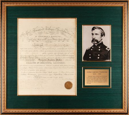 Lot #470 Joshua Lawrence Chamberlain Signed Bowdoin College Diploma - Image 1