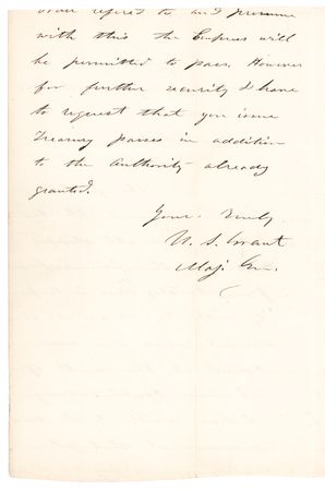 Lot #26 U. S. Grant Civil War-Dated Autograph Letter Signed, Authorizing a Cotton Shipment from Mississippi - Image 2