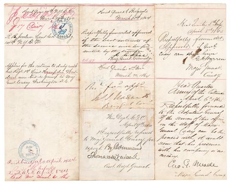 Lot #423 George G. Meade, Gouverneur K. Warren, and Union Generals Civil War–Dated Endorsements - Image 1