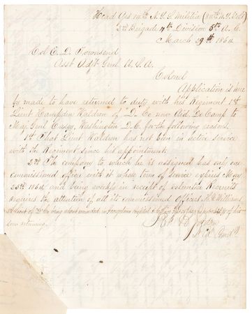 Lot #423 George G. Meade, Gouverneur K. Warren, and Union Generals Civil War–Dated Endorsements - Image 3