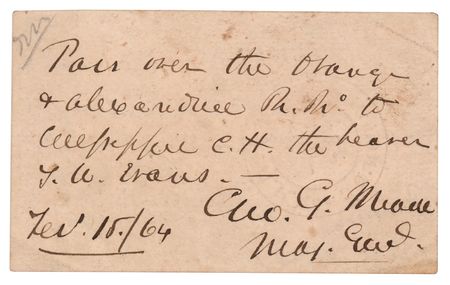 Lot #541 George G. Meade Civil War-Dated Autograph Railroad Pass Signed - Image 1