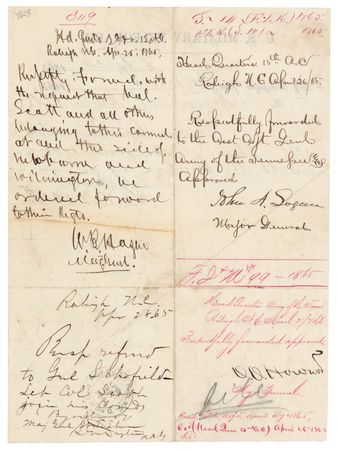 Lot #506 O. O. Howard, John Logan, and William B. Hazen Civil War-Dated Endorsements - Image 1
