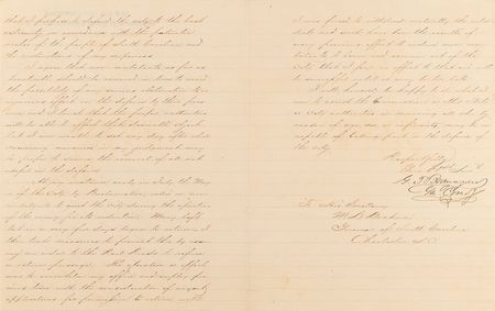 Lot #393 P. G. T. Beauregard Civil War-Dated Letter Signed on the Defense of Charleston - Image 2