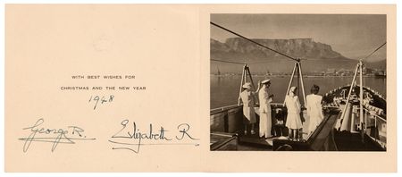 Lot #325 King George VI and Elizabeth, Queen Mother Signed Christmas Card (1948) - Image 1