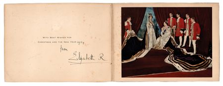 Lot #290 Elizabeth, Queen Mother Signed Christmas Card (1954) - Image 1