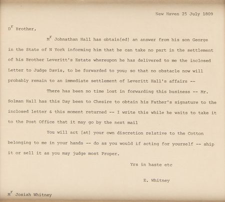 Lot #246 Eli Whitney Autograph Letter Signed - 
