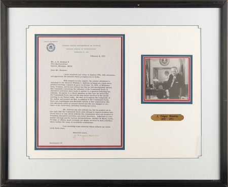 Lot #309 J. Edgar Hoover Typed Letter Signed on Communism - Image 1