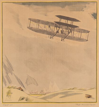 Lot #600 Orville Wright Signed Lithograph - 'The Wright Brothers 'Strange Contraption' Rises at Kitty Hawk, 1903' - Image 1