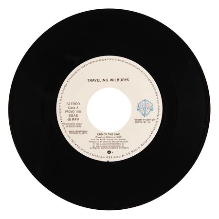 Lot #899 Traveling Wilburys: Tom Petty and Jeff Lynne Signed 45 RPM Single Record - 'End of the Line' - Image 2