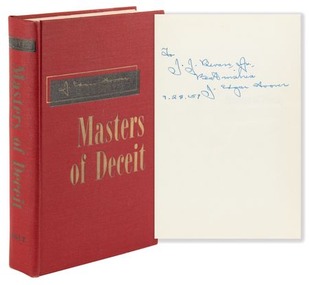 Lot #310 J. Edgar Hoover Signed Book - Masters of Deceit - Image 3