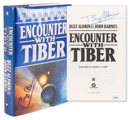 Lot #623 Buzz Aldrin Twice-Signed Book - Encounter with Tiber - Image 1