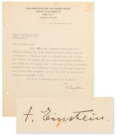 Lot #239 Albert Einstein Collection of (5) Typed Letters Signed, Dating to His Arrival in Princeton After His Self-Exile from Nazi Germany - Image 2