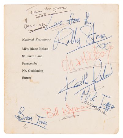 Lot #757 Rolling Stones Signed Fan Club Promo Card (c. 1963) - Image 1