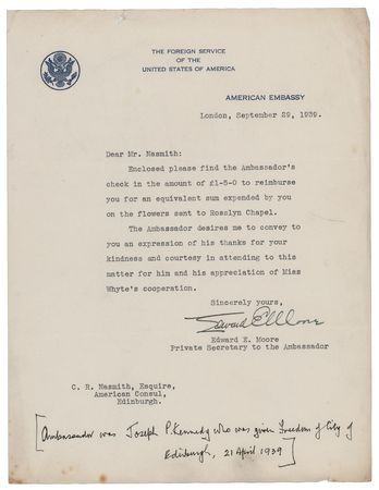 Lot #51 John F. Kennedy Typed Letter Signed on Memorial for a WWII Airman Killed While in Active Service with the Royal Air Force on September 8, 1939 - Image 2