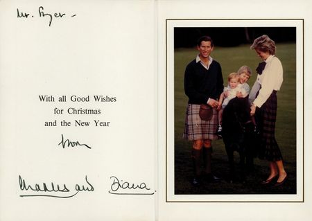 Lot #206 Princess Diana and King Charles III Signed Christmas Card (1985) - Image 1
