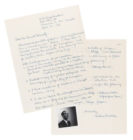 Lot #493 Mitsuo Fuchida Autograph Letter Signed - 