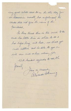 Lot #241 Alexander Fleming Autograph Letter Signed: 
