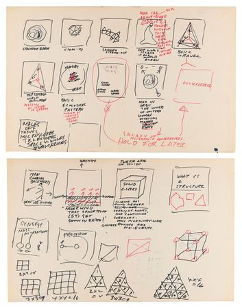Lot #644 Buckminster Fuller (2) Oversized 'Spaceship Earth' Sketches - Image 1