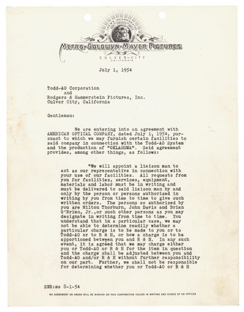 Lot #810 Oscar Hammerstein Document Signed for Oklahoma - Image 2