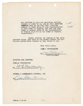 Lot #810 Oscar Hammerstein Document Signed for Oklahoma - Image 3