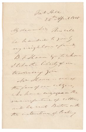 Lot #273 John C. Calhoun Autograph Letter Signed, Introducing a Cotton Manufacturer to Northern Mills - Image 1