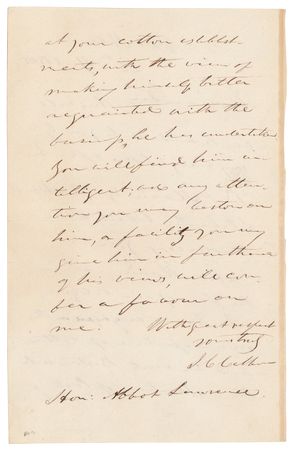 Lot #273 John C. Calhoun Autograph Letter Signed, Introducing a Cotton Manufacturer to Northern Mills - Image 2