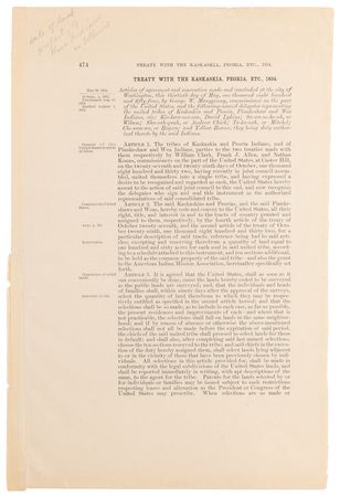 Lot #135 Franklin Pierce Document Signed as President for Treaty with the Confederated Peoria Tribe - Image 3