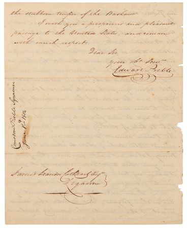 Lot #442 Edward Preble Letter Signed from the USS Constitution on the First Barbary War: 