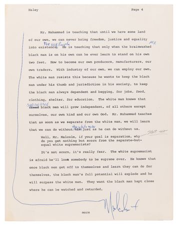 Lot #225 Malcolm X Hand-Corrected and Multi-Signed Draft for Alex Haley?s 1963 Playboy Interview - Signed ?Malcolm X? Three Times and ?MX? Five Times - Image 4