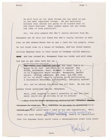 Lot #225 Malcolm X Hand-Corrected and Multi-Signed Draft for Alex Haley?s 1963 Playboy Interview - Signed ?Malcolm X? Three Times and ?MX? Five Times - Image 5