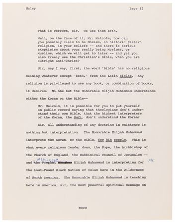 Lot #225 Malcolm X Hand-Corrected and Multi-Signed Draft for Alex Haley?s 1963 Playboy Interview - Signed ?Malcolm X? Three Times and ?MX? Five Times - Image 7
