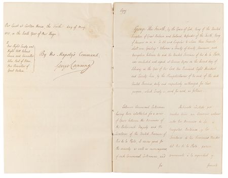 Lot #204 King George IV Document Signed for Treaty with Argentina, Supressing the Slave Trade and Allowing Religious Freedoms - Image 2