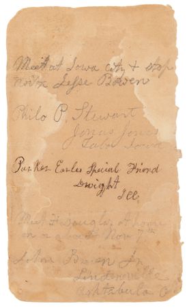Lot #222 John Brown Handwritten Notebook Page: 