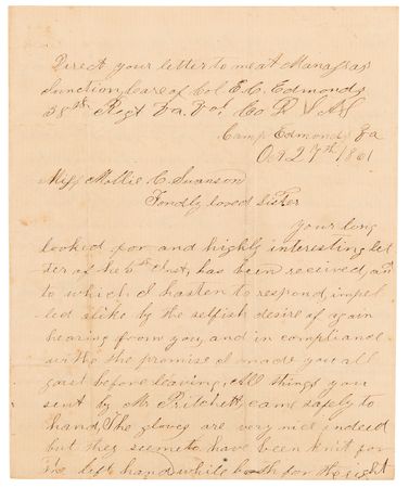 Lot #406 Confederate Soldier's Letter on the Battle of Ball's Bluff - Image 1