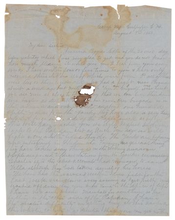 Lot #397 Confederate Soldier's Letter on a Skirmish Near Brandy Station (August 1, 1863) - Image 1