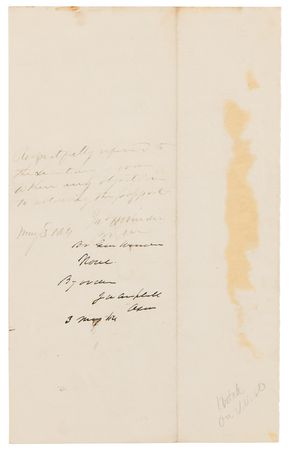 Lot #438 John H. Winder and John Campbell War-Dated Autograph Endorsement Signed - Image 1