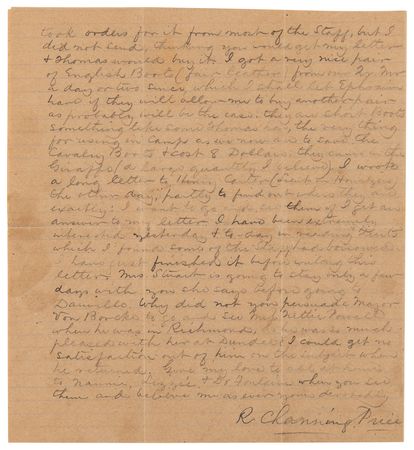 Lot #434 Confederate Soldier's Letter: Richard Channing Price, Aide-de-Camp to General J. E. B. Stuart - Image 3