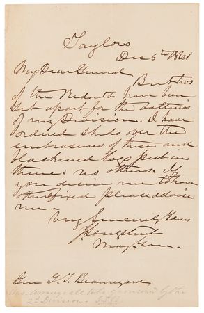 Lot #422 James Longstreet Autograph Letter Signed with P. G. T. Beauregard Autograph Note Signed (1861) - Image 1