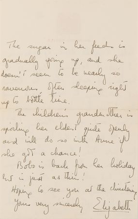 Lot #207 Queen Elizabeth II Autograph Letter Signed, Updating Her Midwife on the Health of Her Babies: Prince Charles and Princess Anne - Image 5