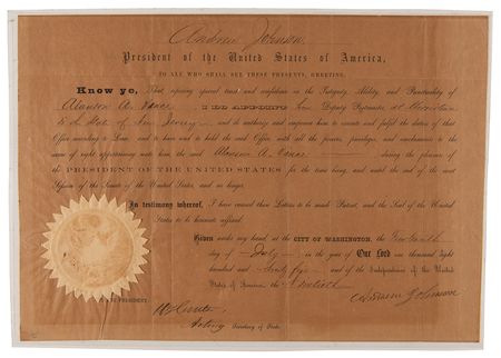 Lot #101 Andrew Johnson Document Signed as President - Image 1